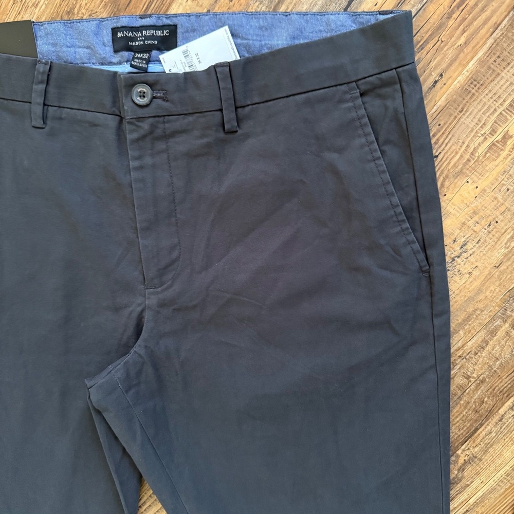 NEW Banana Republic Mason Stretch Chino Mens 34x32 Charcoal Gray Athletic Khaki - Picture 5 of 10